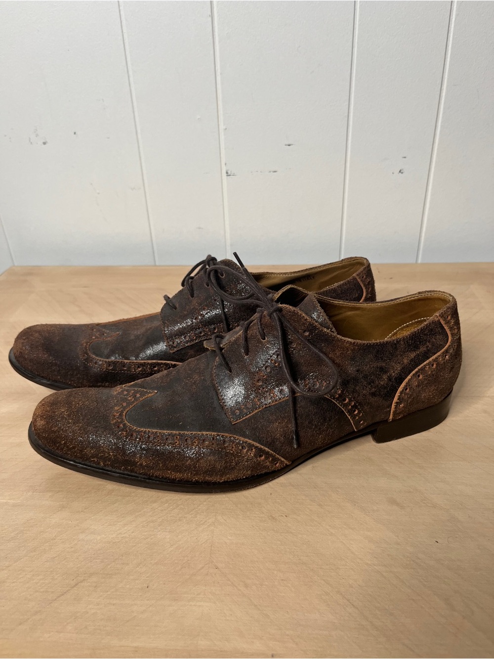 Billy Reid Men's Brown Wingtip Lace-Up Dress Shoes Suede Size 10 Italian